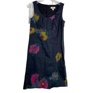 Ann Taylor LOFT Sleeveless Cotton Lined Sheath Dress Back Zip Abstract Sz:6P